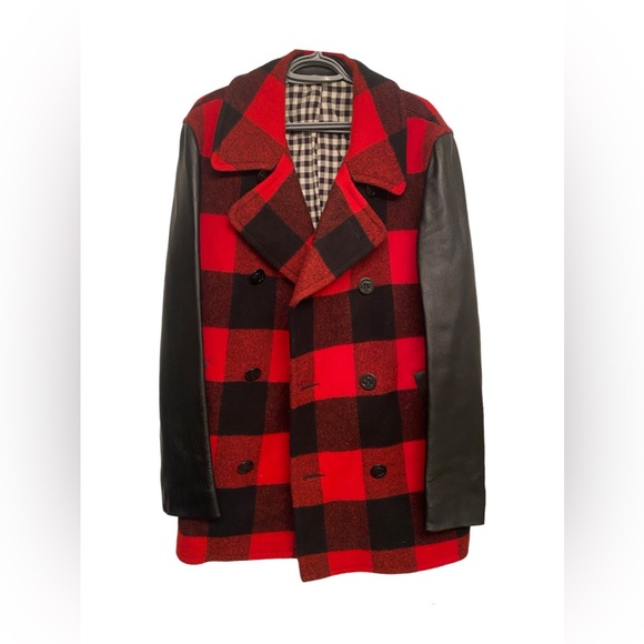Outclass Other - SOLD Outclass Plaid Wool and Leather Coat